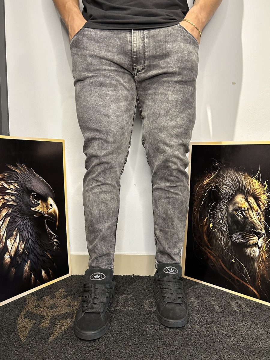 Calça Jeans Cinza Marmorizada Masculina