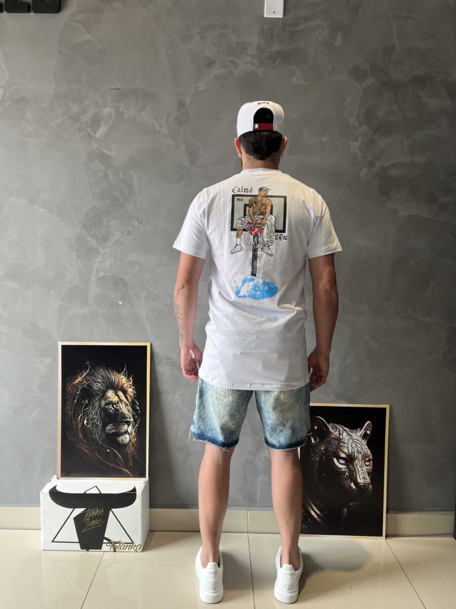 Camiseta longline 2pac Branca